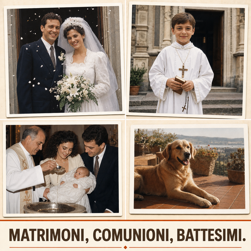 Matrimoni, comunioni, battesimi e il cane di casa: quattro foto restaurate da Rivive