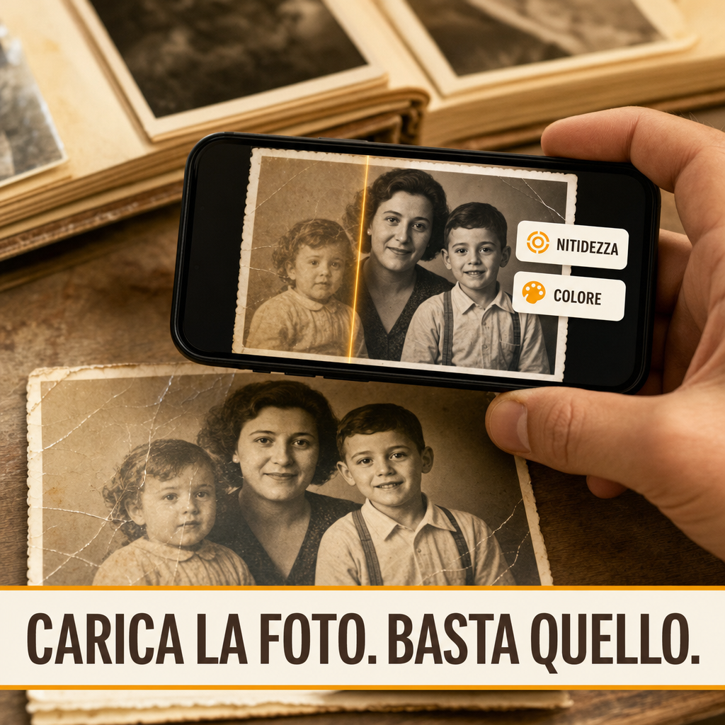 Carica la foto: Rivive la restaura direttamente dal telefono