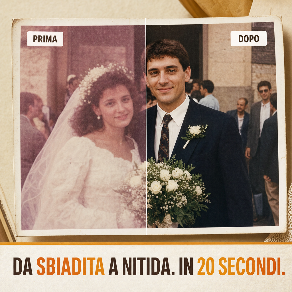 Prima e dopo: la stessa foto di matrimonio, sbiadita e poi restaurata da Rivive